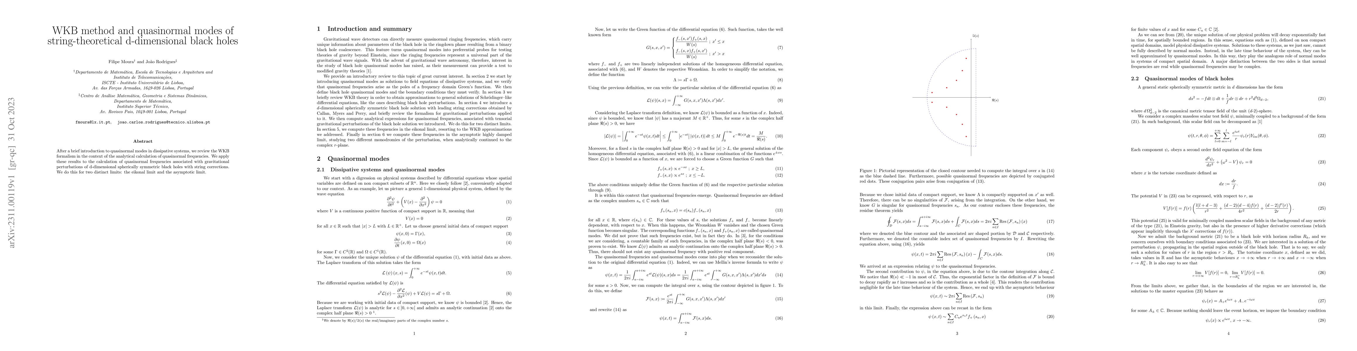 Thumbnail for WKB method and quasinormal modes of string-theoretical d-dimensional
  black holes