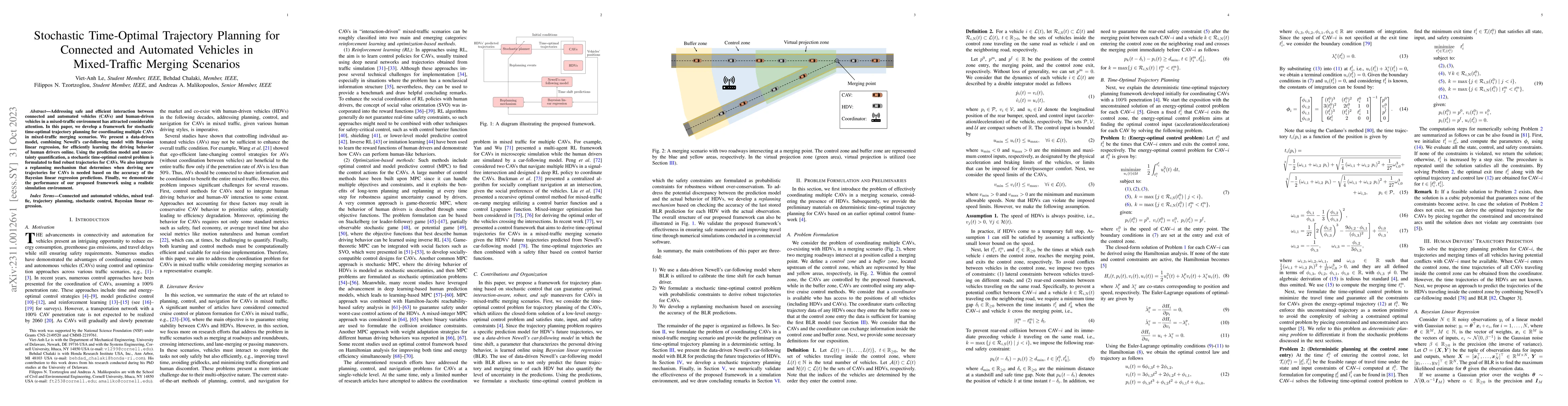 Thumbnail for Stochastic Time-Optimal Trajectory Planning for Connected and Automated
  Vehicles in Mixed-Traffic Merging Scenarios