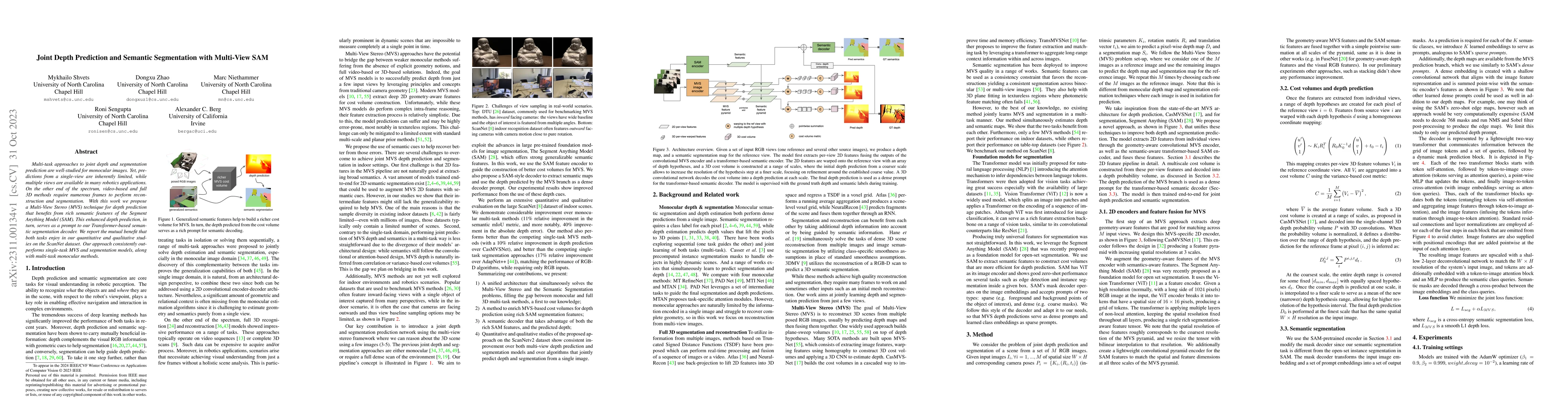 Thumbnail for Joint Depth Prediction and Semantic Segmentation with Multi-View SAM