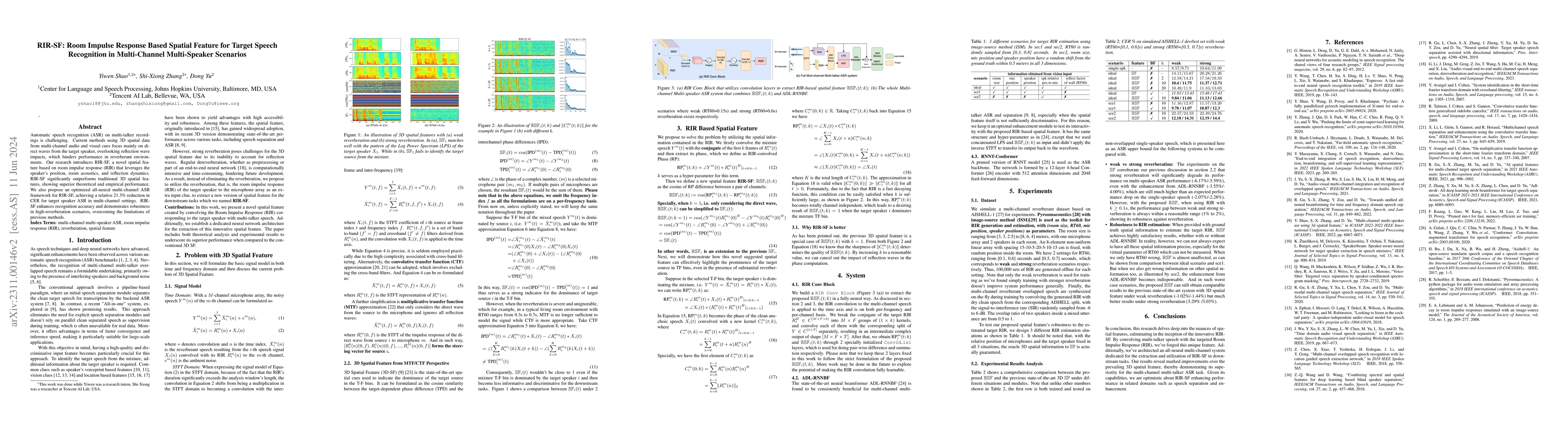 Thumbnail for RIR-SF: Room Impulse Response Based Spatial Feature for Target Speech
  Recognition in Multi-Channel Multi-Speaker Scenarios