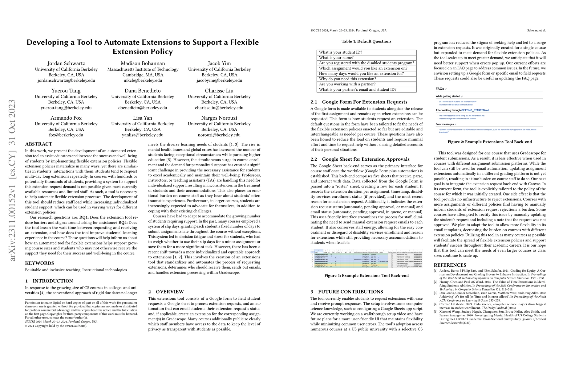Thumbnail for Developing a Tool to Automate Extensions to Support a Flexible Extension
  Policy