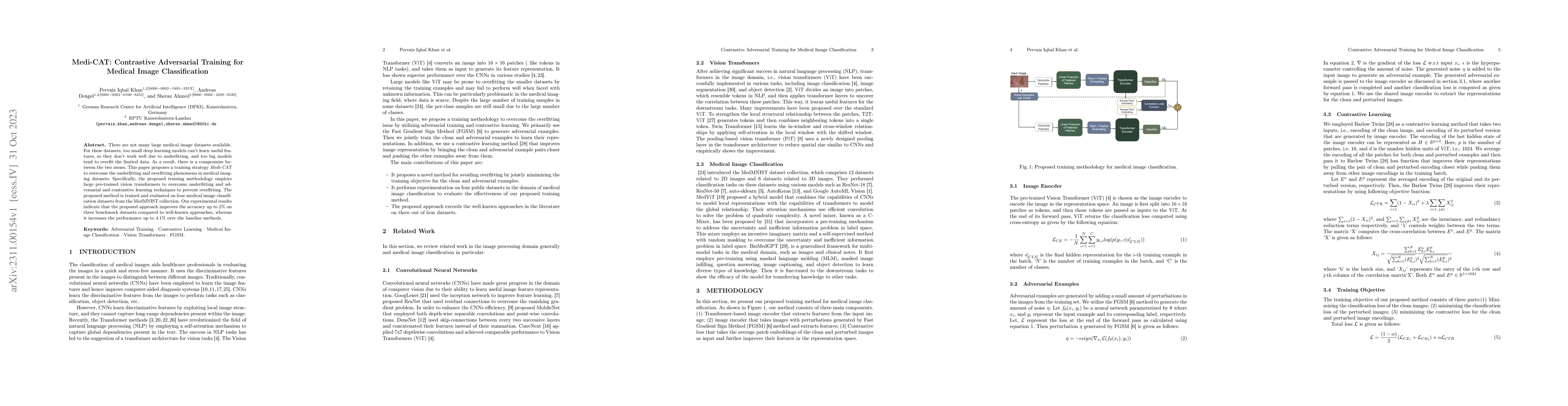 Thumbnail for Medi-CAT: Contrastive Adversarial Training for Medical Image
  Classification