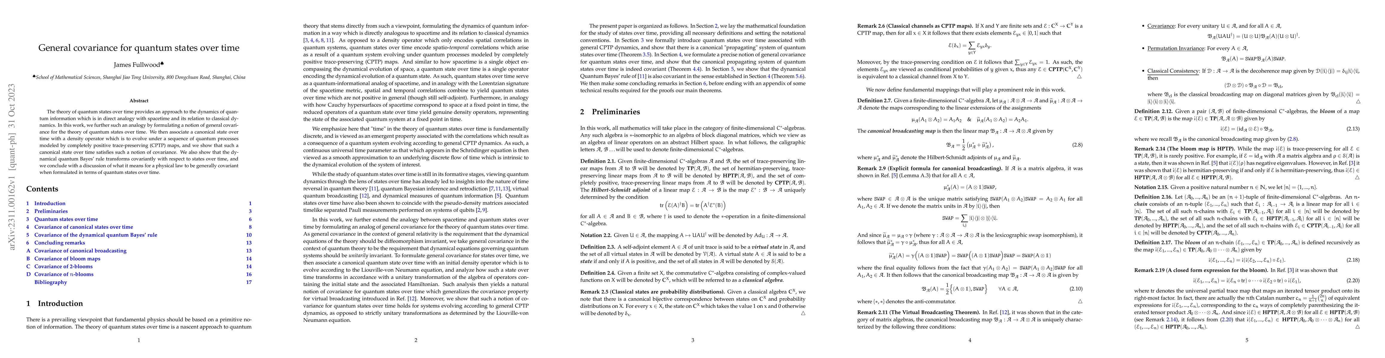 Thumbnail for General covariance for quantum states over time