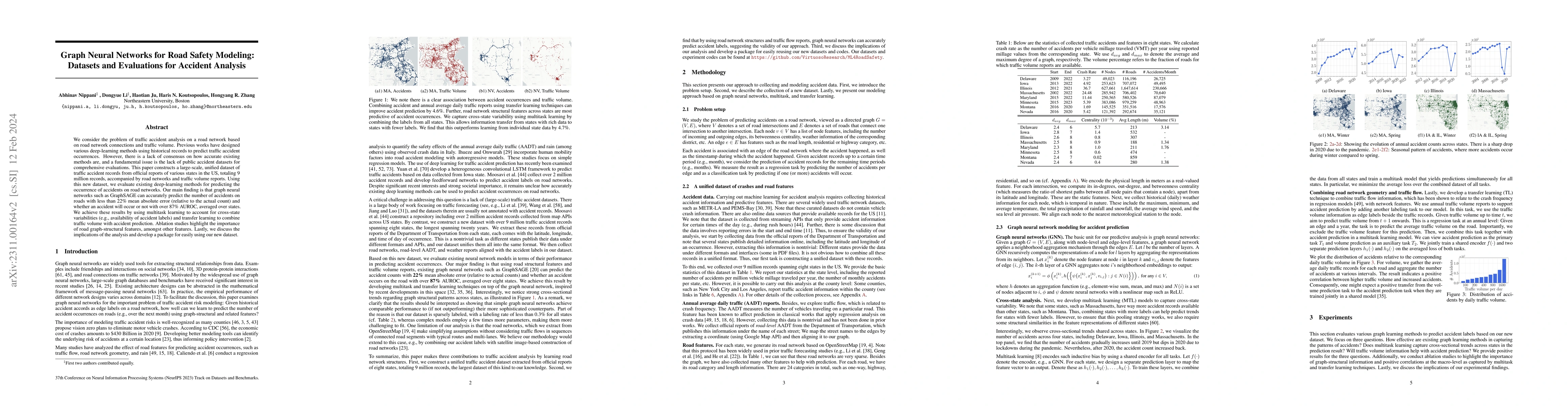Thumbnail for Graph Neural Networks for Road Safety Modeling: Datasets and Evaluations
  for Accident Analysis