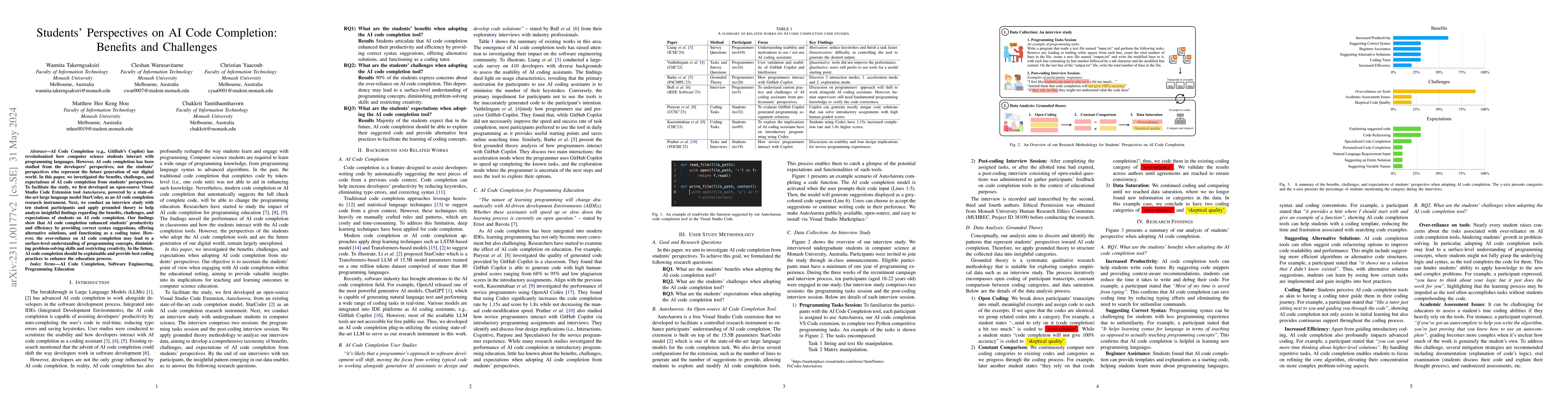 Thumbnail for Students' Perspective on AI Code Completion: Benefits and Challenges