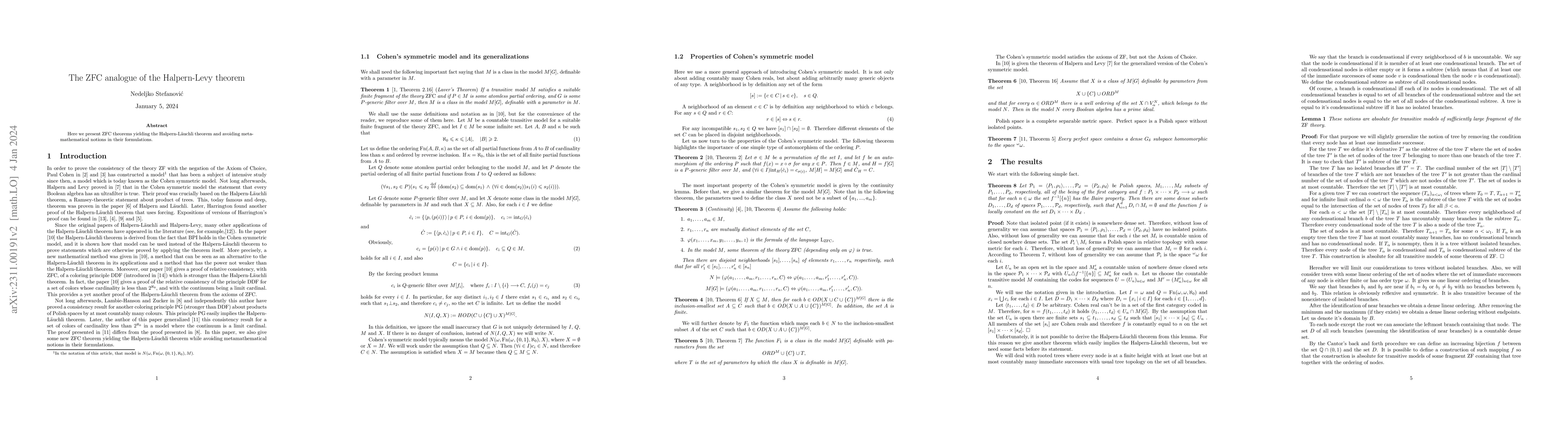 Thumbnail for The ZFC analogue of the Halpern-Levy theorem