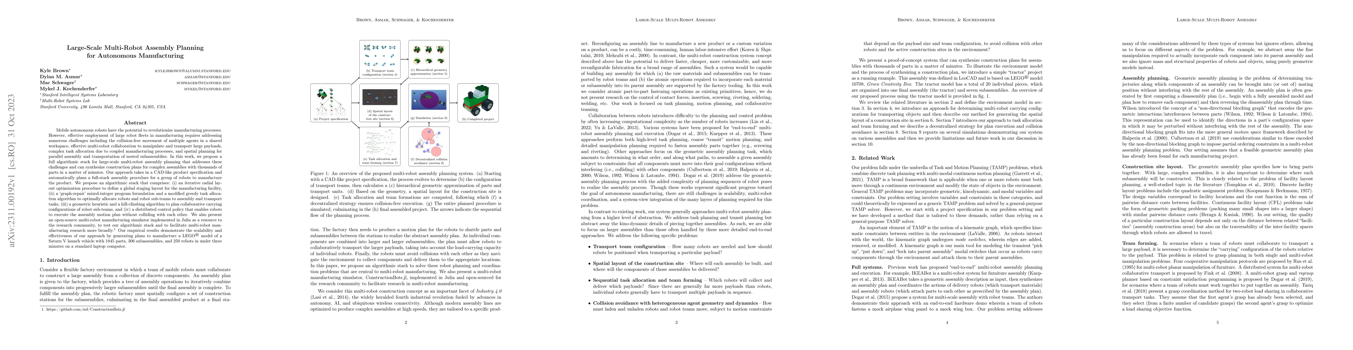 Thumbnail for Large-Scale Multi-Robot Assembly Planning for Autonomous Manufacturing