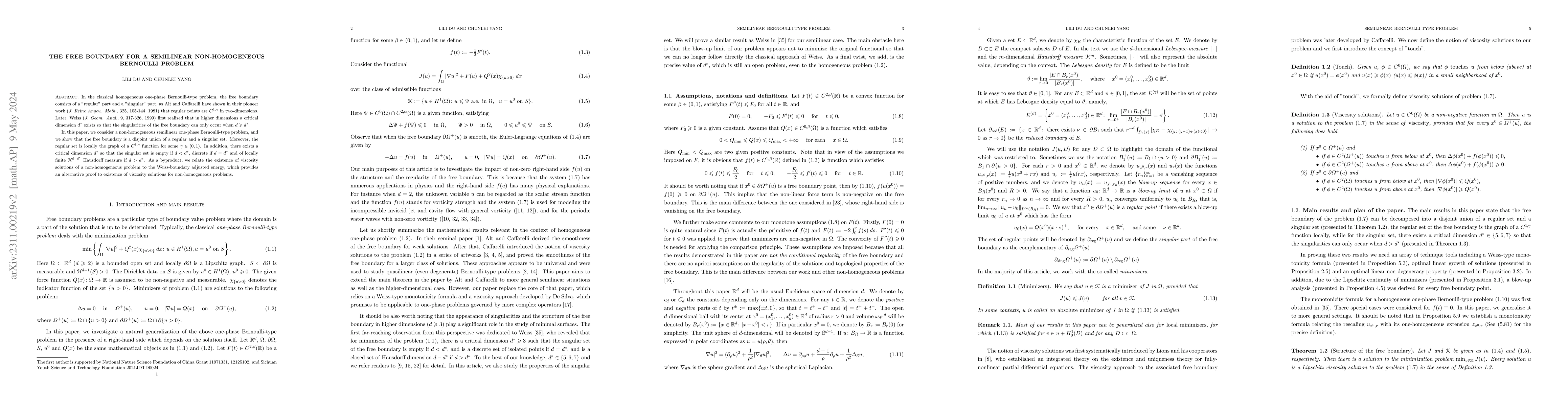 Thumbnail for The free boundary for a semilinear non-homogeneous Bernoulli problem