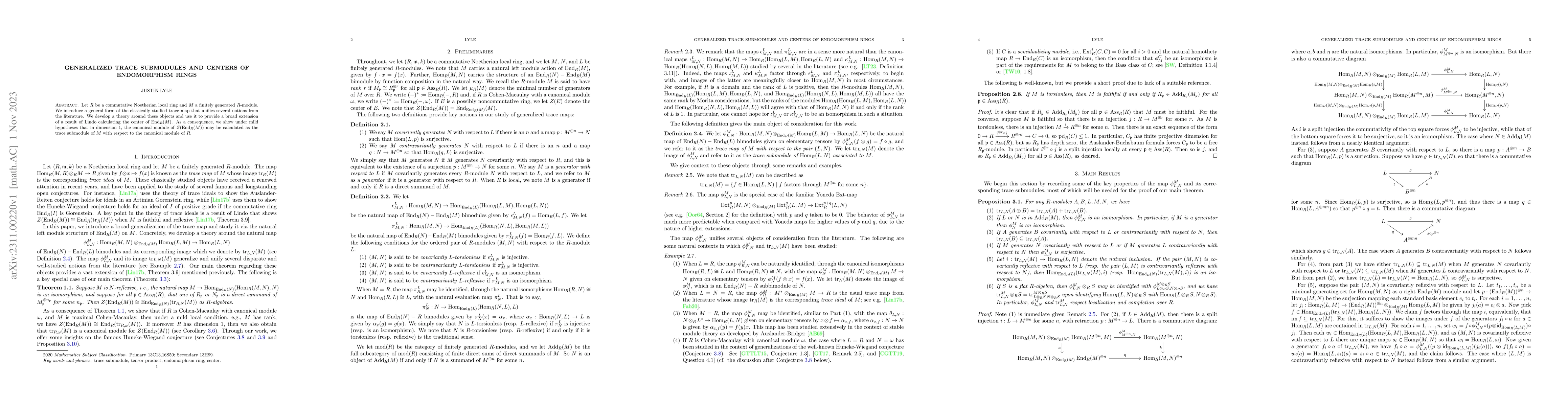 Thumbnail for Generalized trace submodules and centers of endomorphism rings