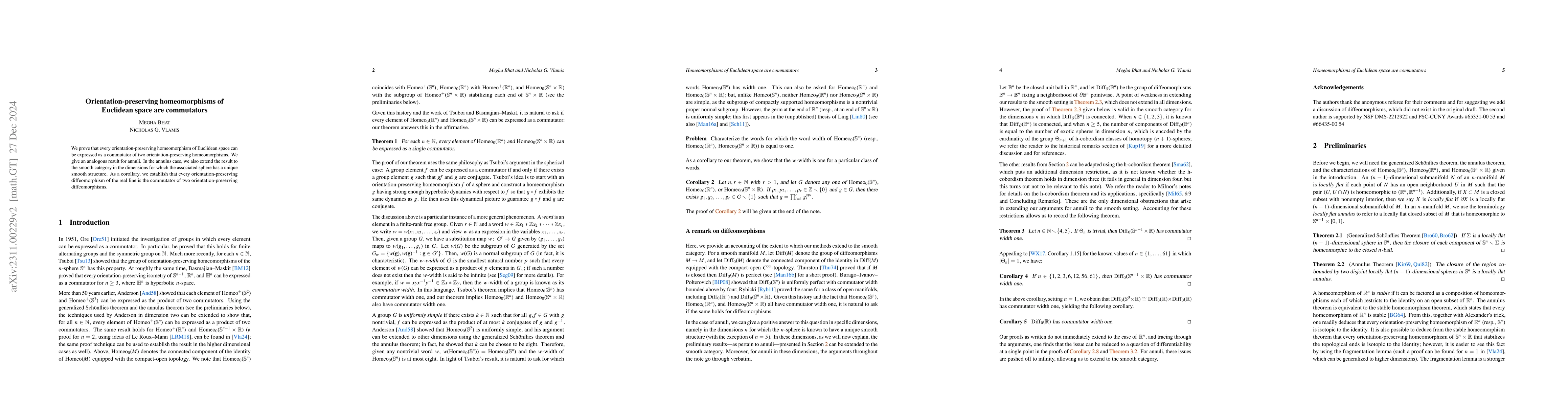 Thumbnail for Orientation-preserving homeomorphisms of Euclidean space are commutators
