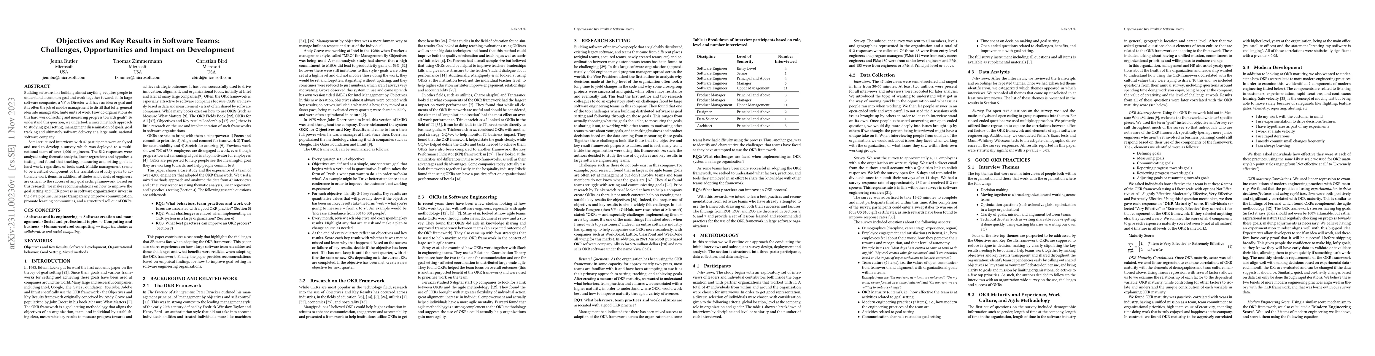 Thumbnail for Objectives and Key Results in Software Teams: Challenges, Opportunities
  and Impact on Development