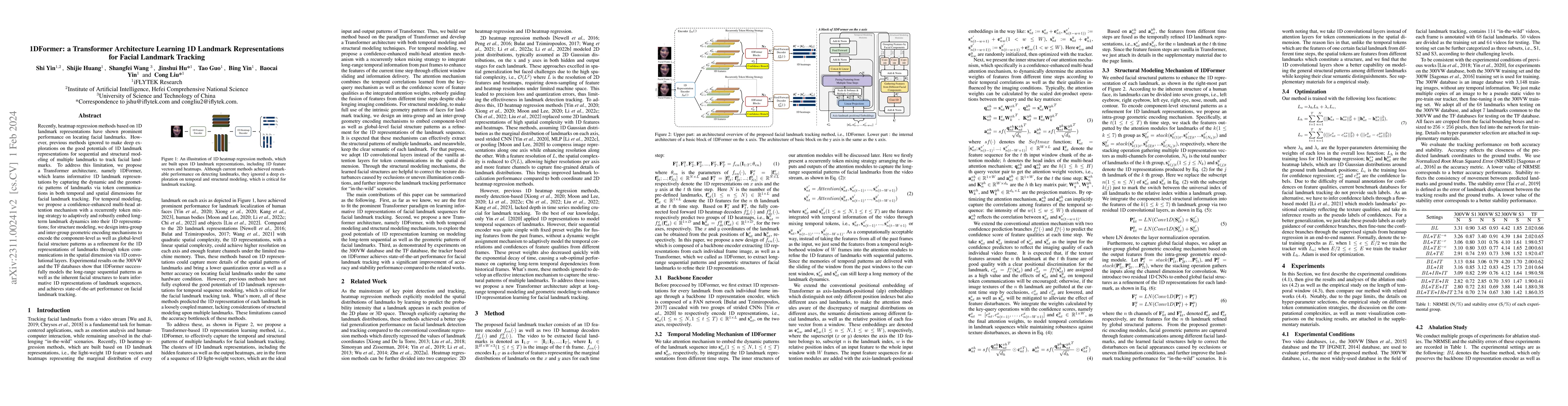 Thumbnail for 1DFormer: a Transformer Architecture Learning 1D Landmark
  Representations for Facial Landmark Tracking