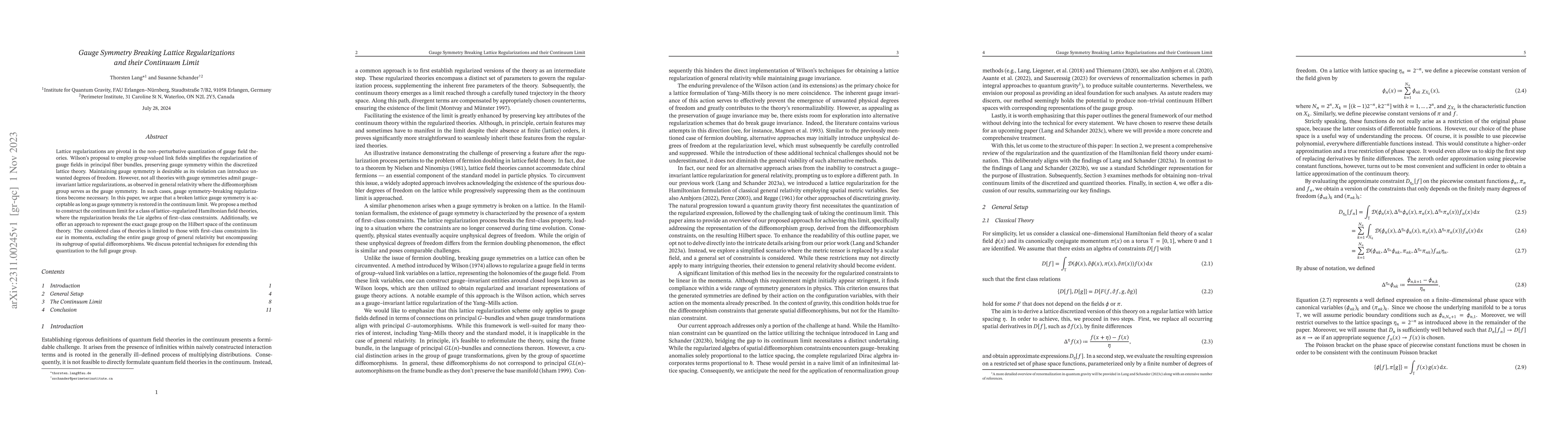 Thumbnail for Gauge Symmetry Breaking Lattice Regularizations and their Continuum
  Limit