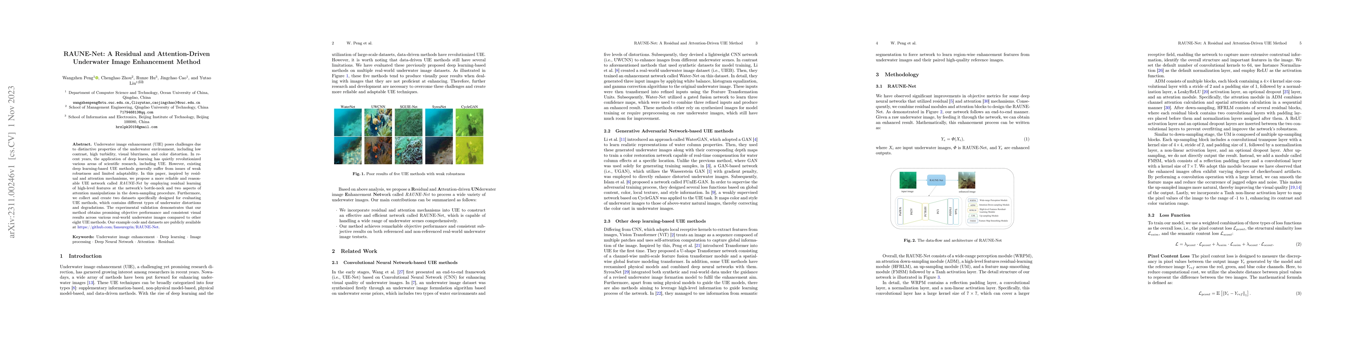 Thumbnail for RAUNE-Net: A Residual and Attention-Driven Underwater Image Enhancement
  Method