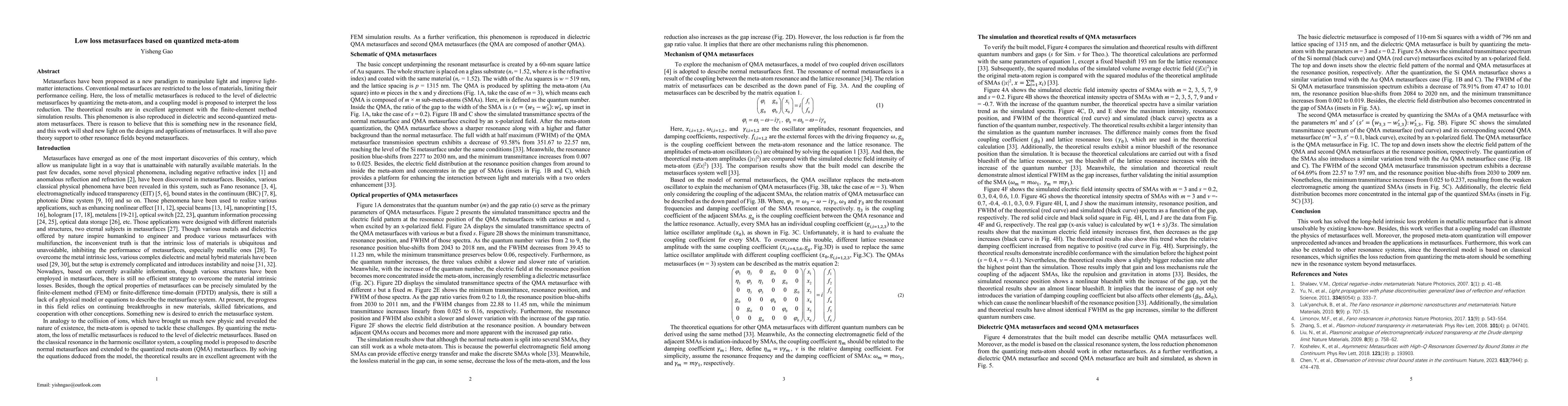 Thumbnail for Low loss metasurfaces based on quantized meta-atom