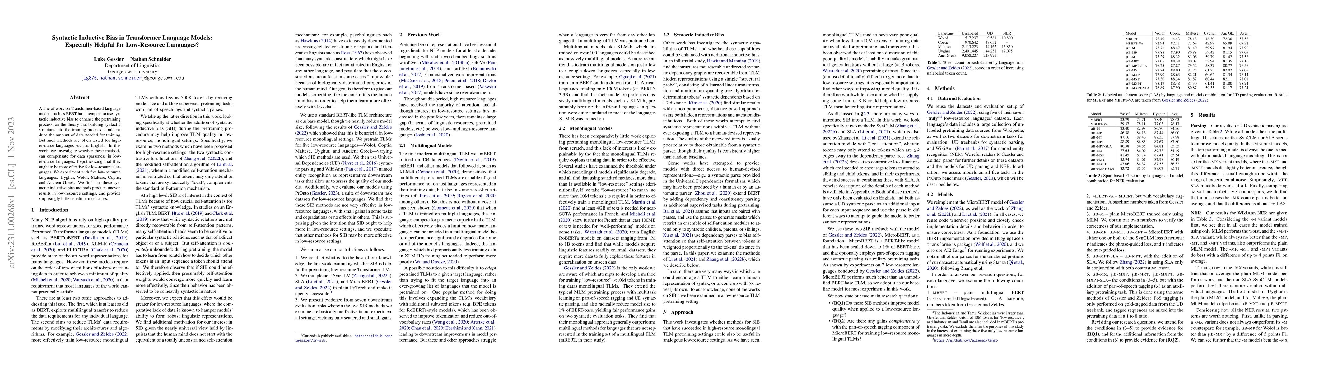 Thumbnail for Syntactic Inductive Bias in Transformer Language Models: Especially
  Helpful for Low-Resource Languages?