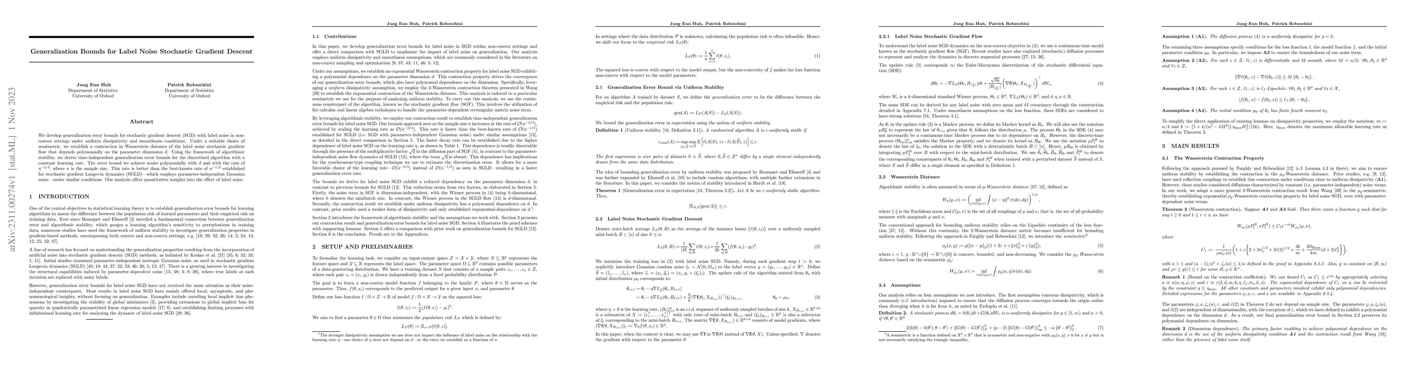 Thumbnail for Generalization Bounds for Label Noise Stochastic Gradient Descent