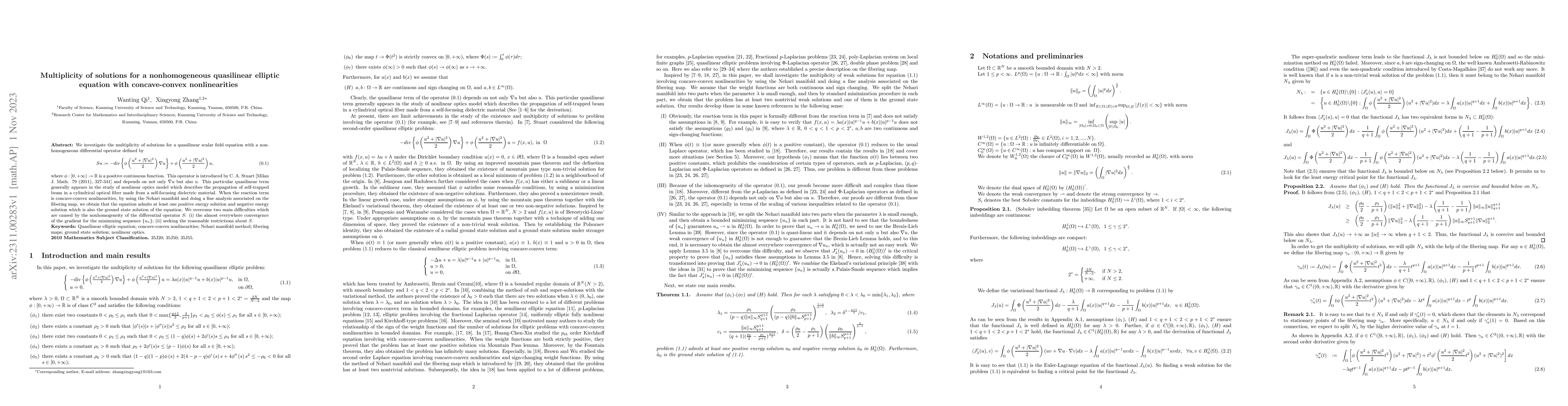 Thumbnail for Multiplicity of solutions for a nonhomogeneous quasilinear elliptic
  equation with concave-convex nonlinearities