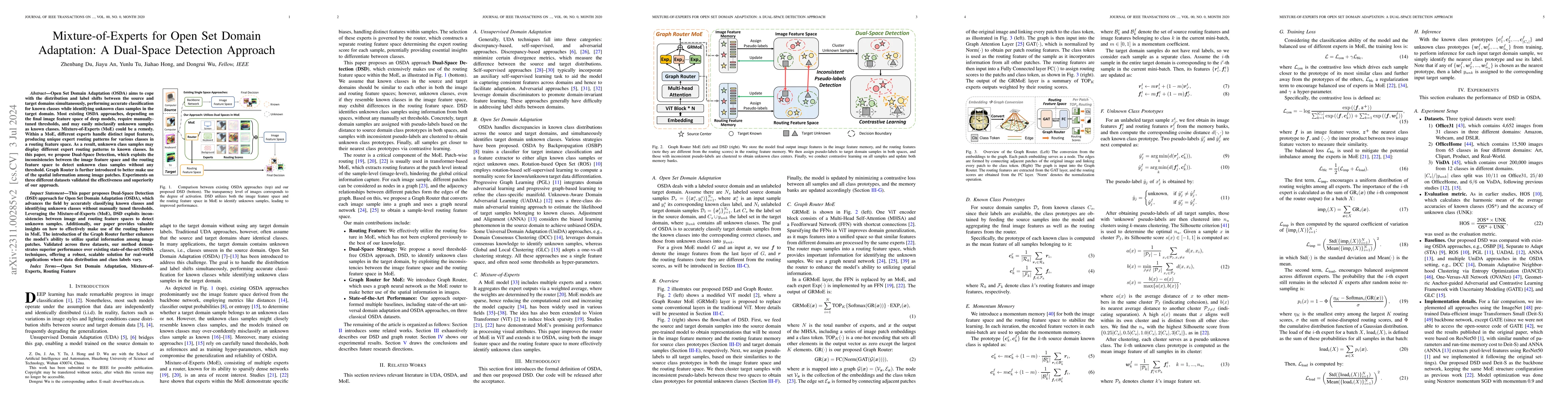 Thumbnail for Mixture-of-Experts for Open Set Domain Adaptation: A Dual-Space
  Detection Approach