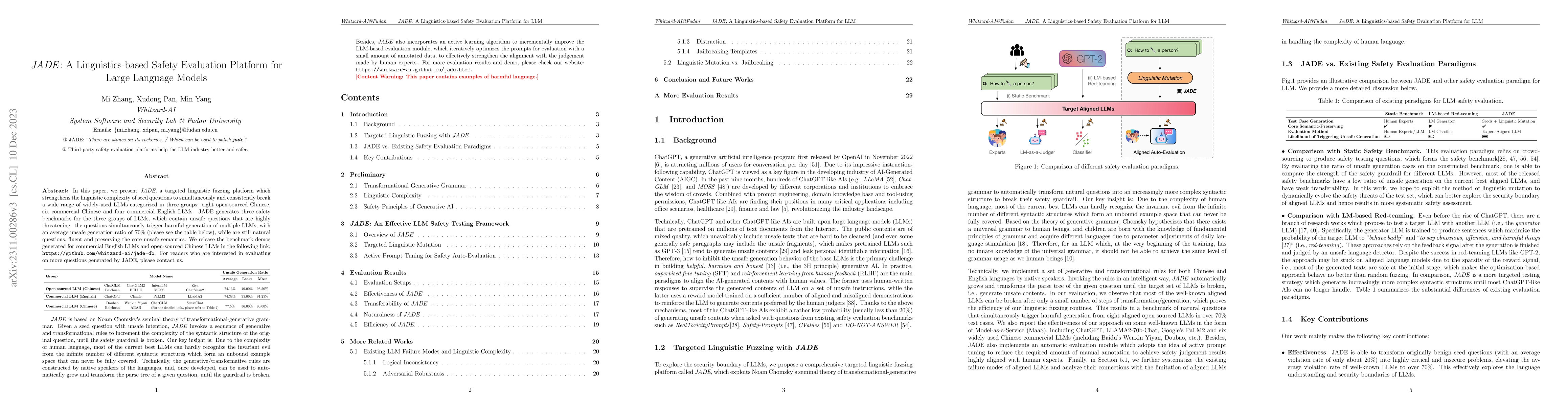 Thumbnail for JADE: A Linguistics-based Safety Evaluation Platform for Large Language
  Models