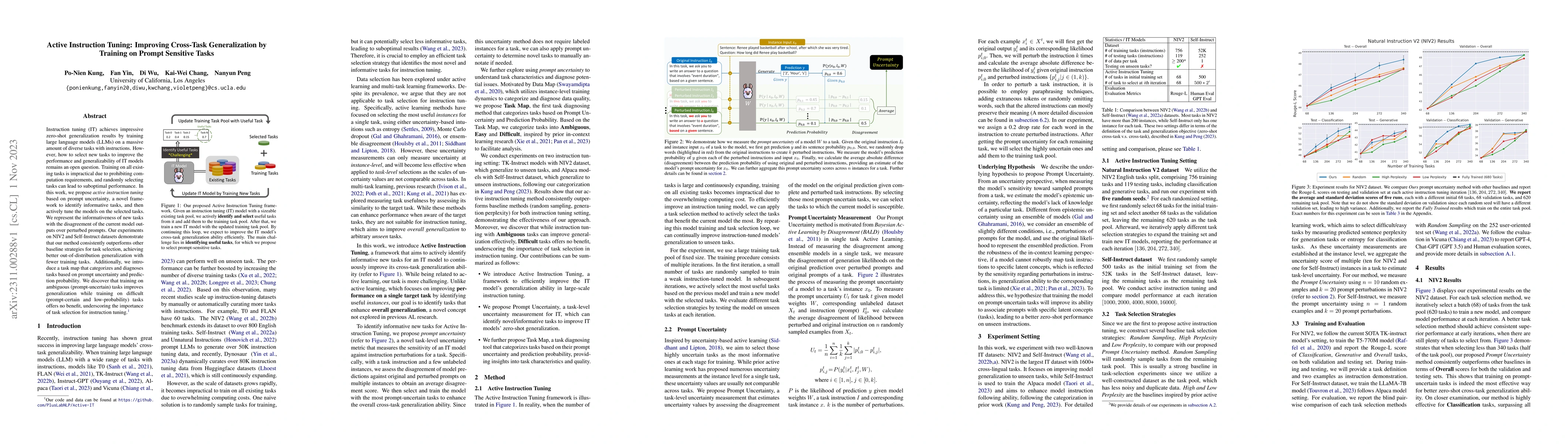 Thumbnail for Active Instruction Tuning: Improving Cross-Task Generalization by
  Training on Prompt Sensitive Tasks