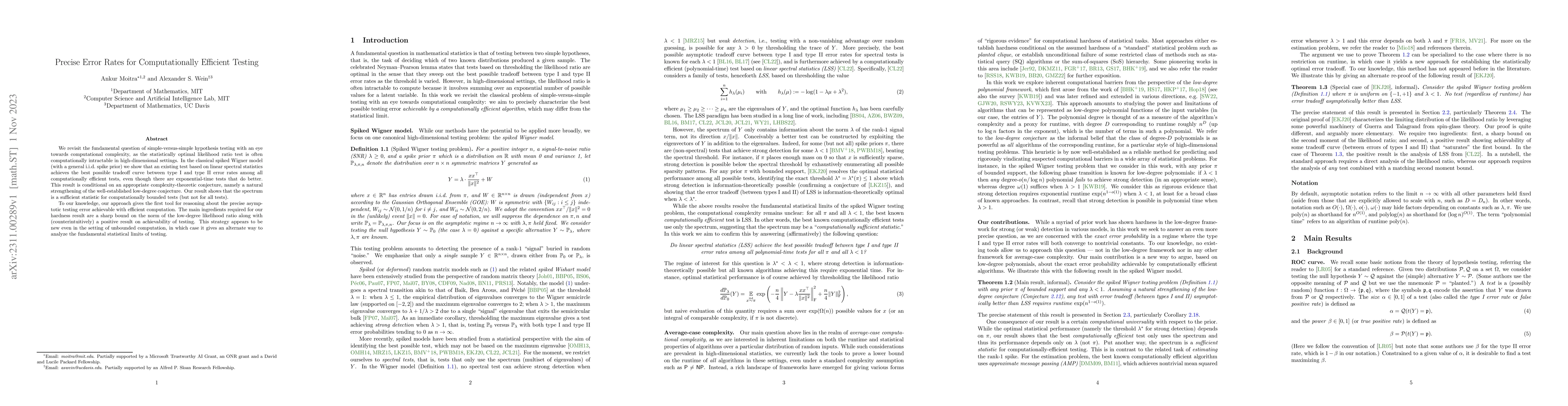 Thumbnail for Precise Error Rates for Computationally Efficient Testing