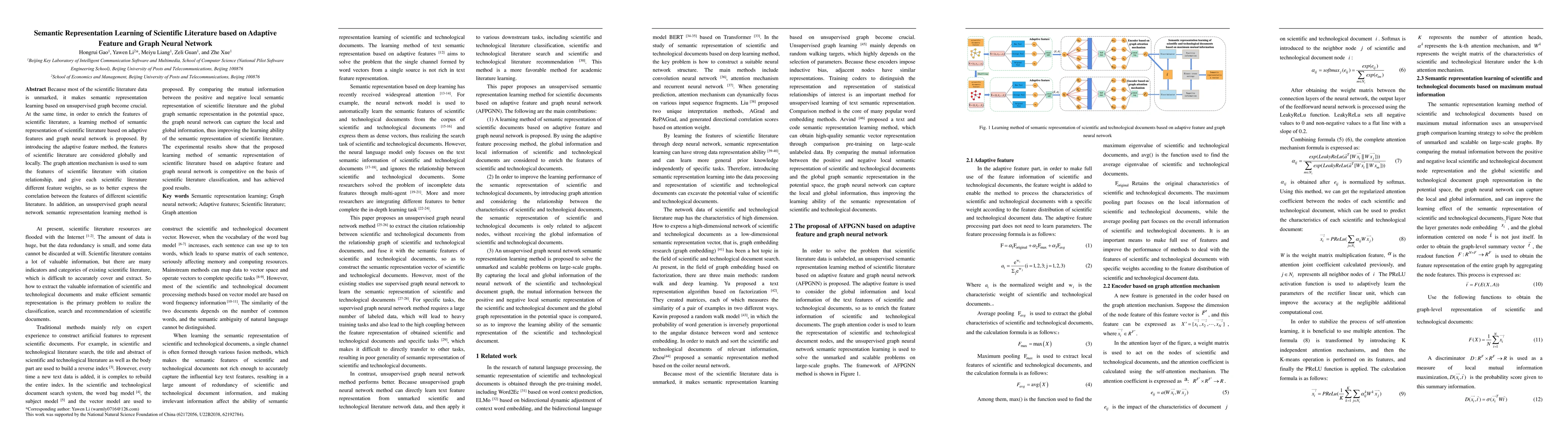 Thumbnail for Semantic Representation Learning of Scientific Literature based on
  Adaptive Feature and Graph Neural Network