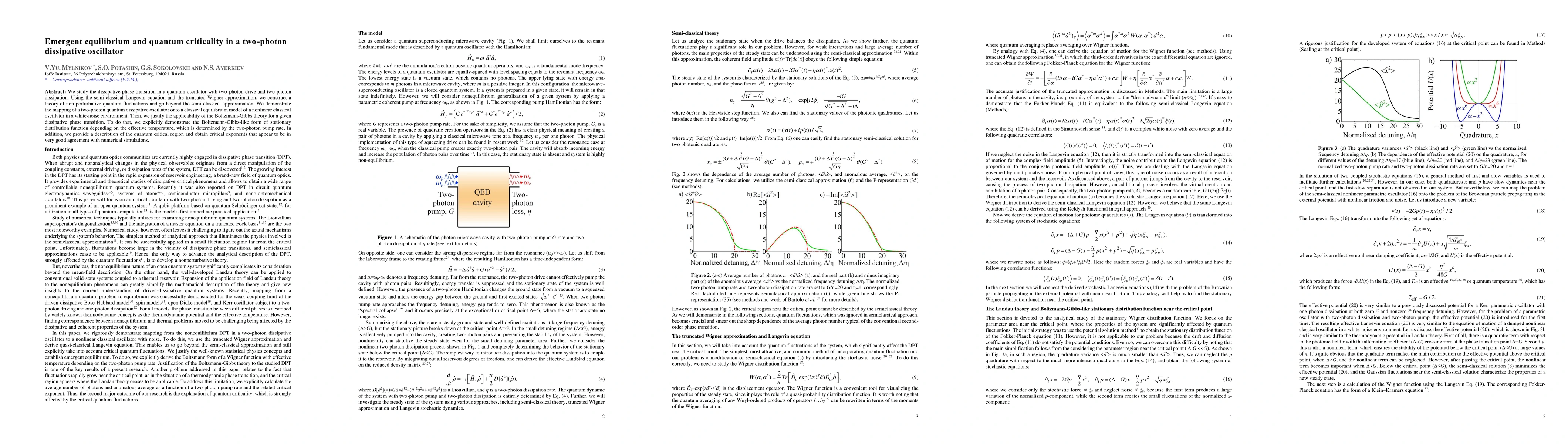 Thumbnail for Emergent equilibrium and quantum criticality in a two-photon dissipative
  oscillator