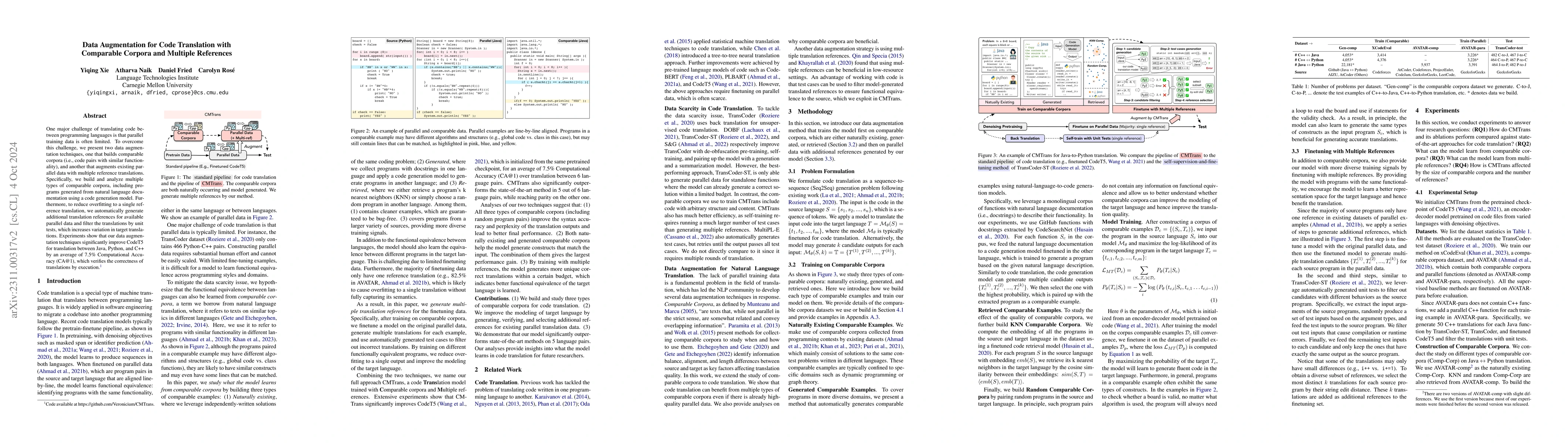 Thumbnail for Data Augmentation for Code Translation with Comparable Corpora and
  Multiple References