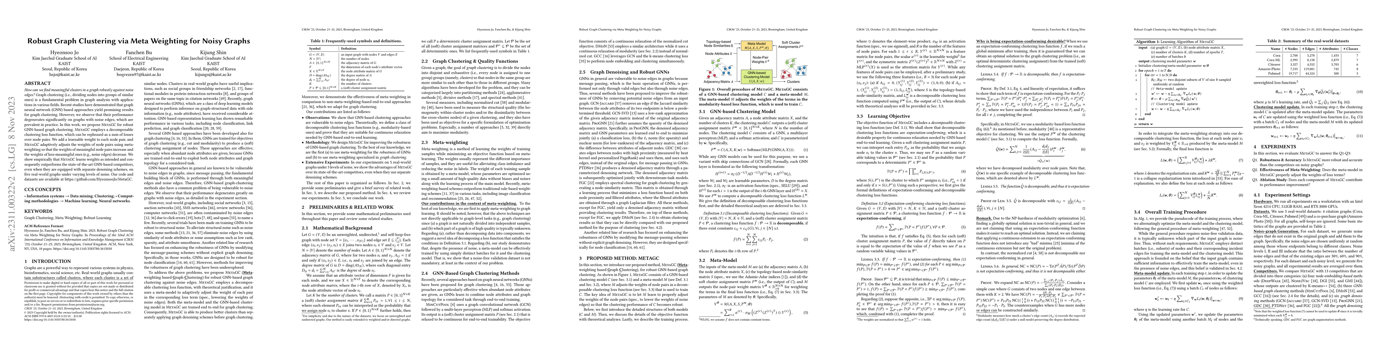 Thumbnail for Robust Graph Clustering via Meta Weighting for Noisy Graphs