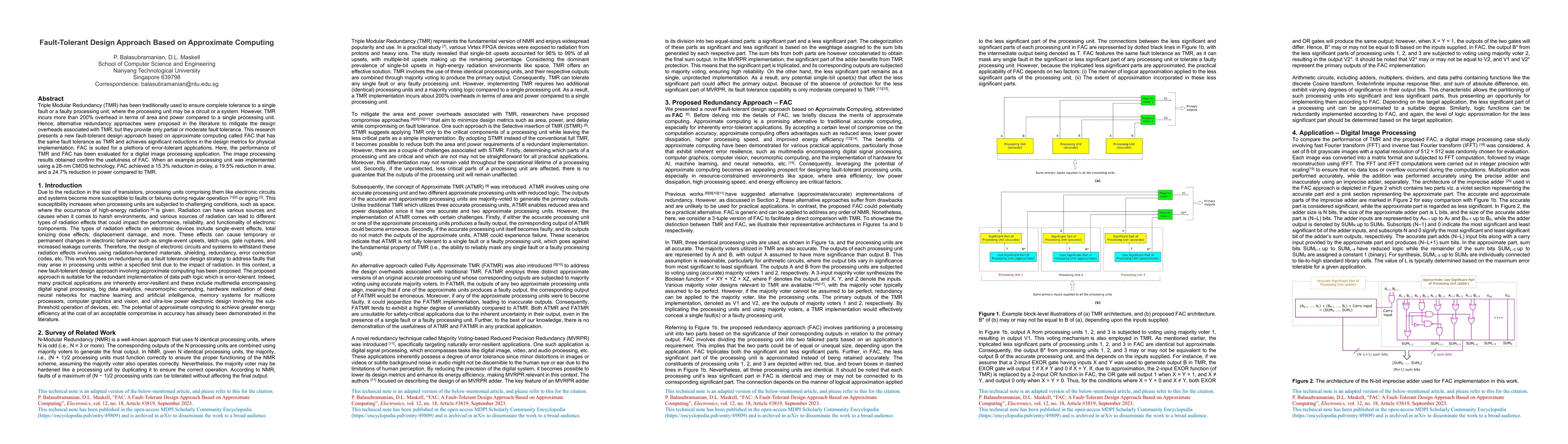 Thumbnail for Fault-Tolerant Design Approach Based on Approximate Computing