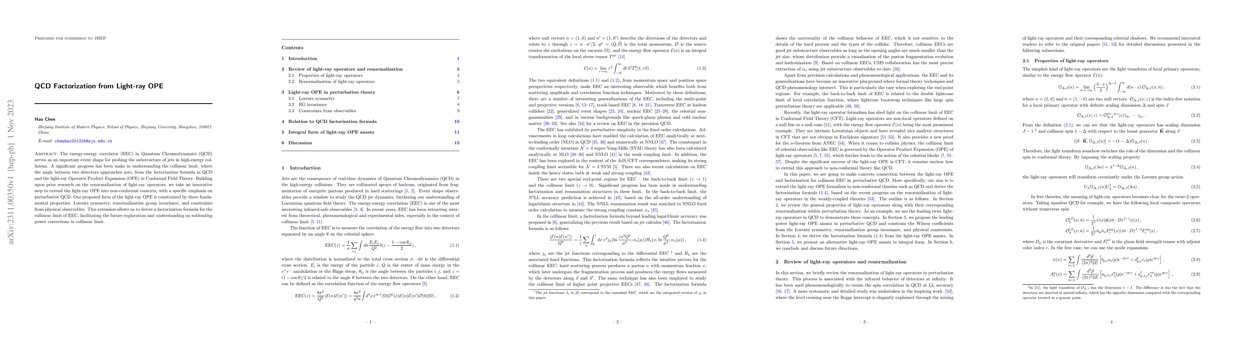 Thumbnail for QCD Factorization from Light-ray OPE