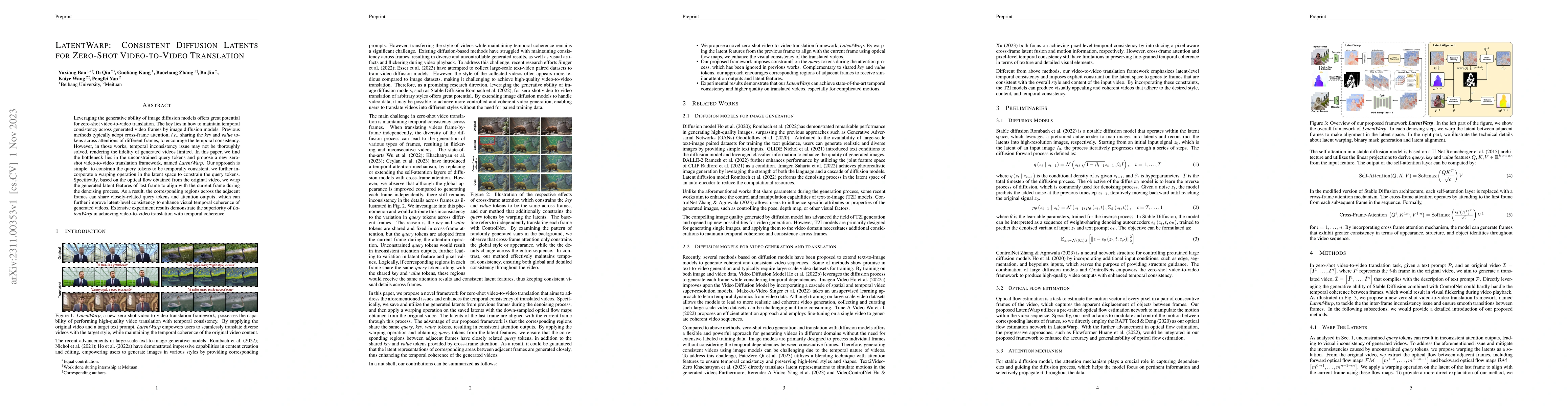 Thumbnail for LatentWarp: Consistent Diffusion Latents for Zero-Shot Video-to-Video
  Translation
