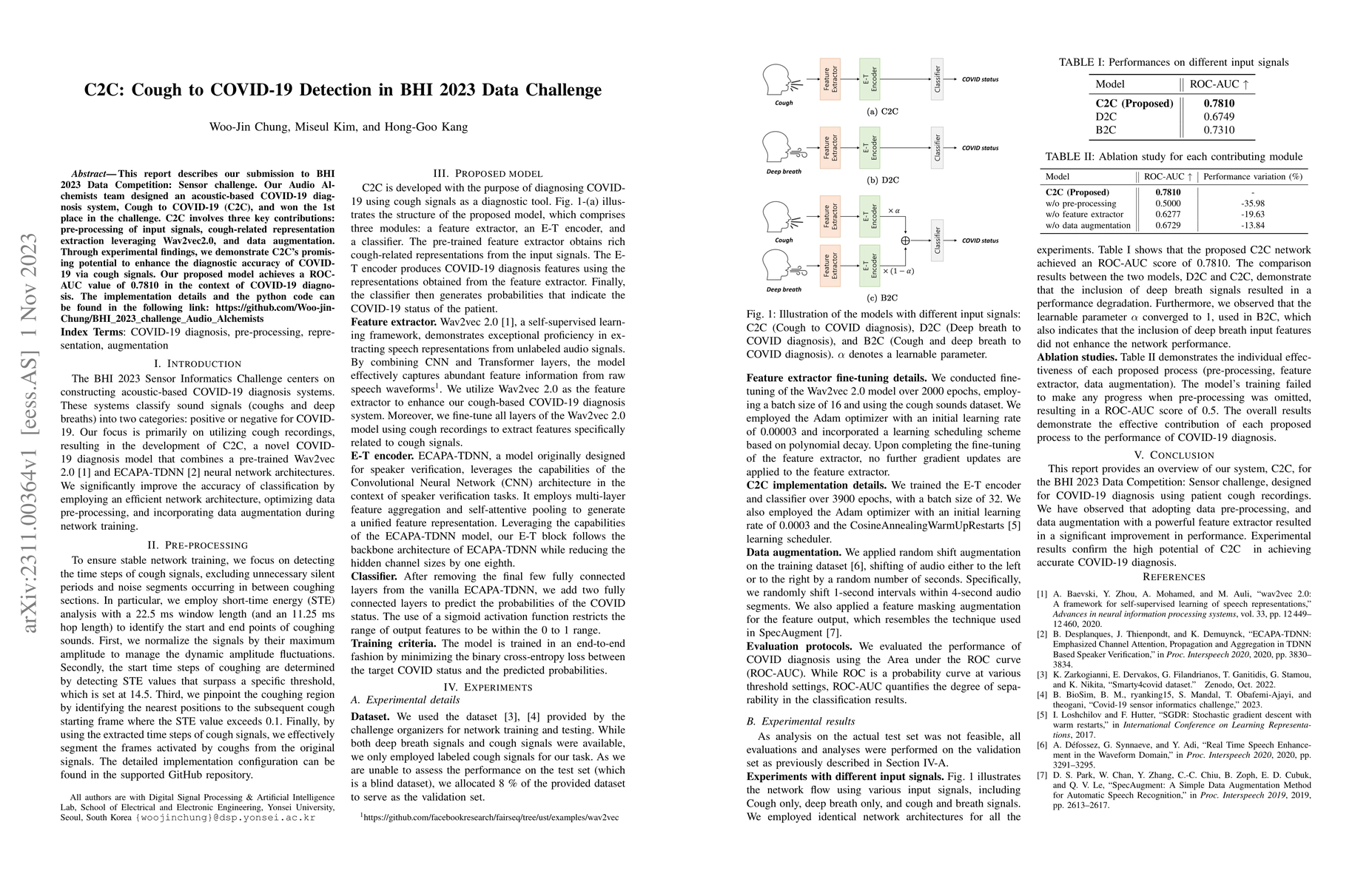 Thumbnail for C2C: Cough to COVID-19 Detection in BHI 2023 Data Challenge