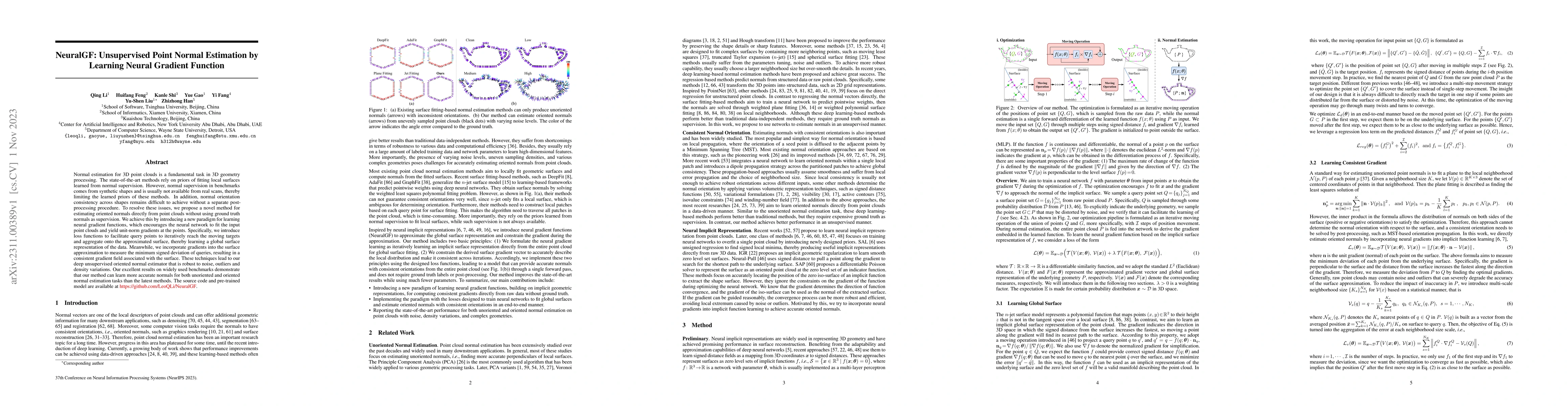 Thumbnail for NeuralGF: Unsupervised Point Normal Estimation by Learning Neural
  Gradient Function