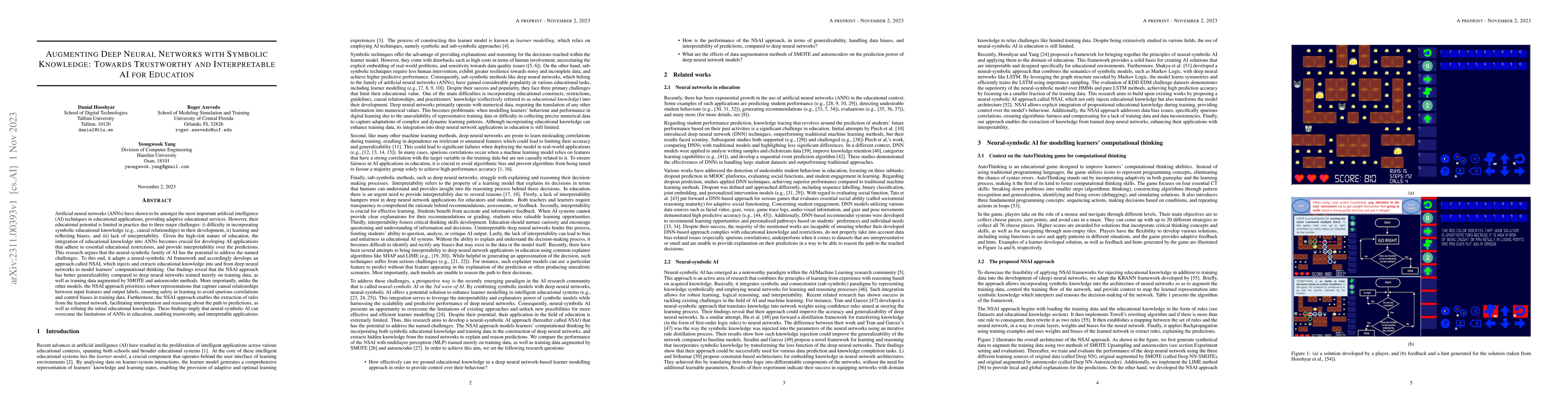 Thumbnail for Augmenting deep neural networks with symbolic knowledge: Towards
  trustworthy and interpretable AI for education
