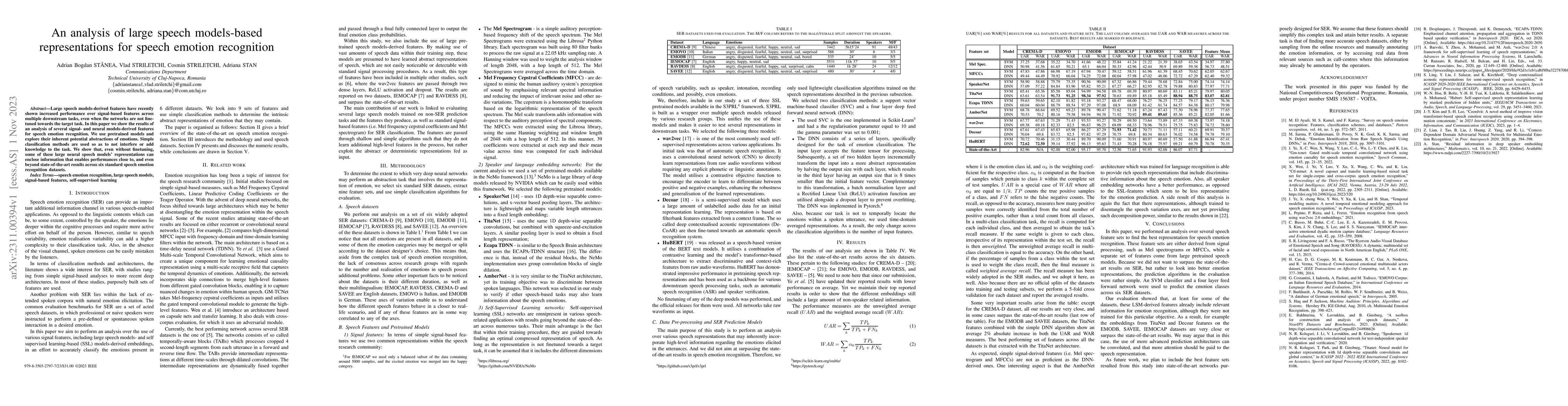 Thumbnail for An analysis of large speech models-based representations for speech
  emotion recognition