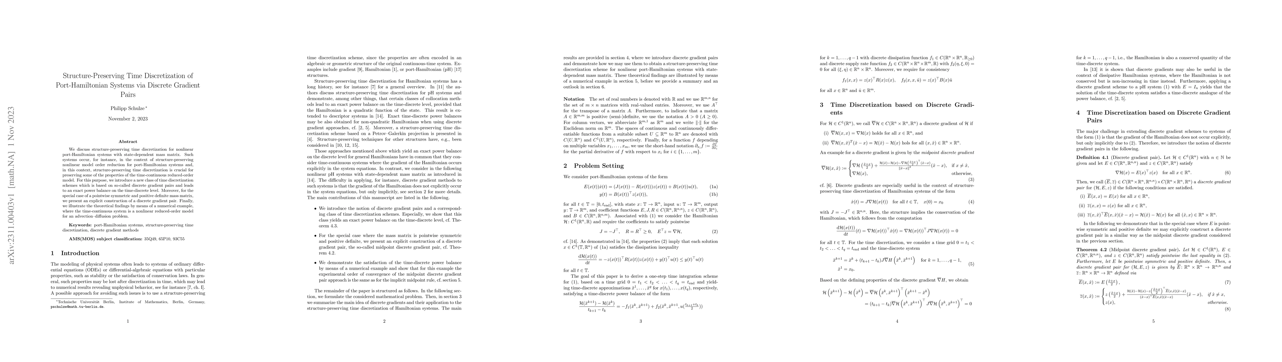 Thumbnail for Structure-Preserving Time Discretization of Port-Hamiltonian Systems via
  Discrete Gradient Pairs