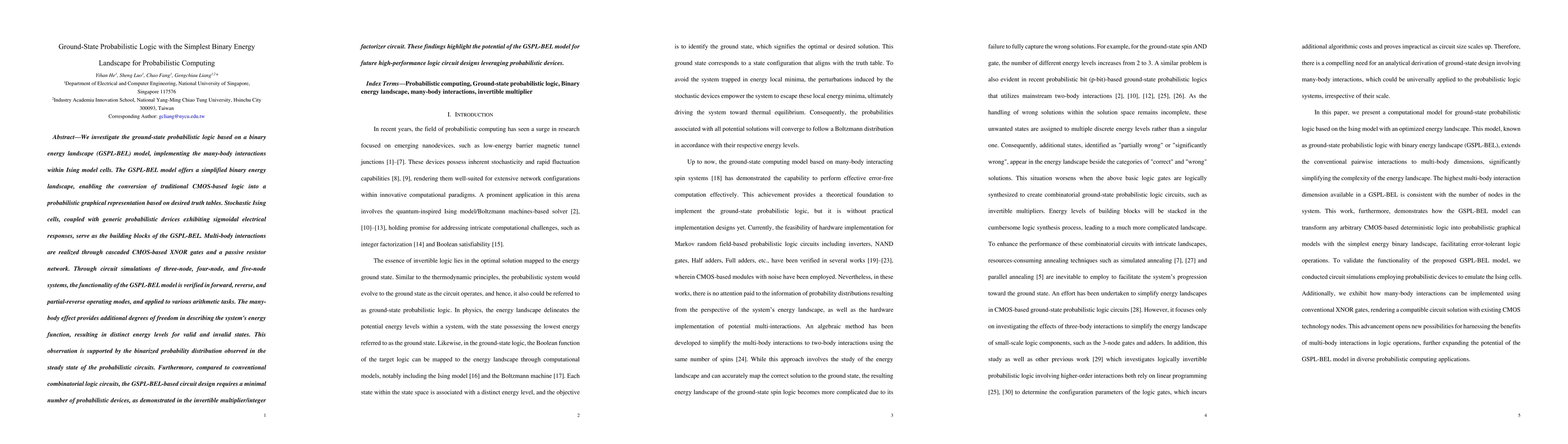 Thumbnail for Ground-State Probabilistic Logic with the Simplest Binary Energy
  Landscape for Probabilistic Computing
