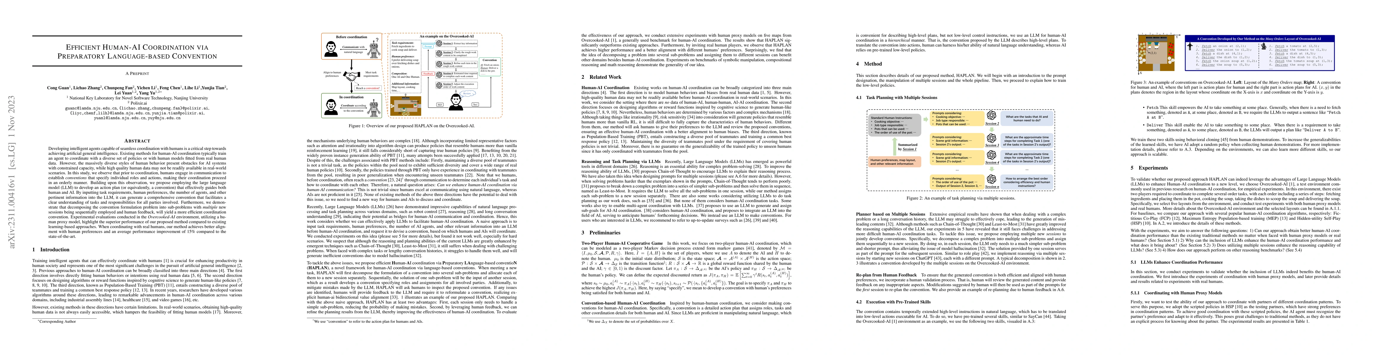 Thumbnail for Efficient Human-AI Coordination via Preparatory Language-based
  Convention