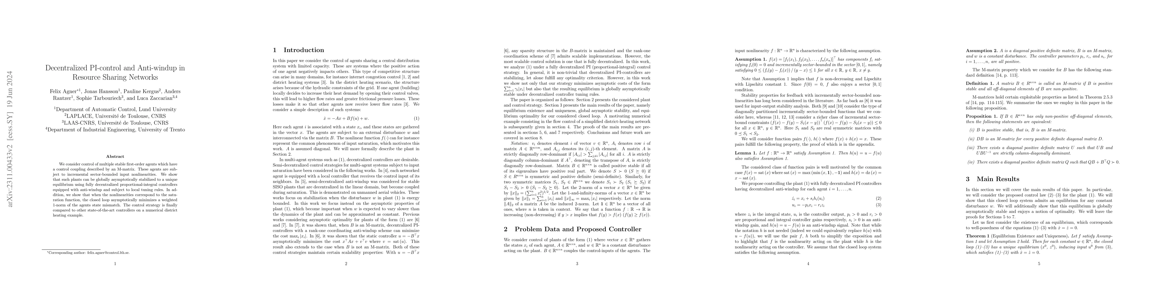 Thumbnail for Decentralized PI-control and Anti-windup in Resource Sharing Networks