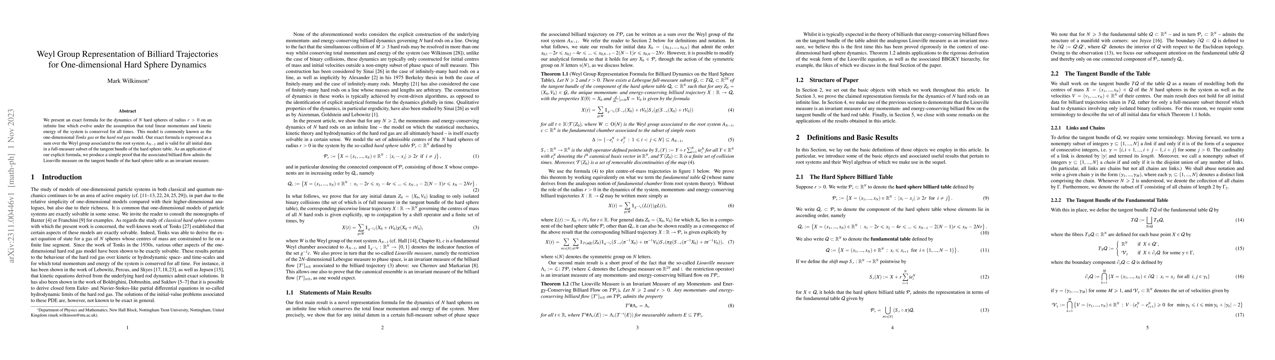 Thumbnail for Weyl Group Representation of Billiard Trajectories for One-dimensional
  Hard Sphere Dynamics