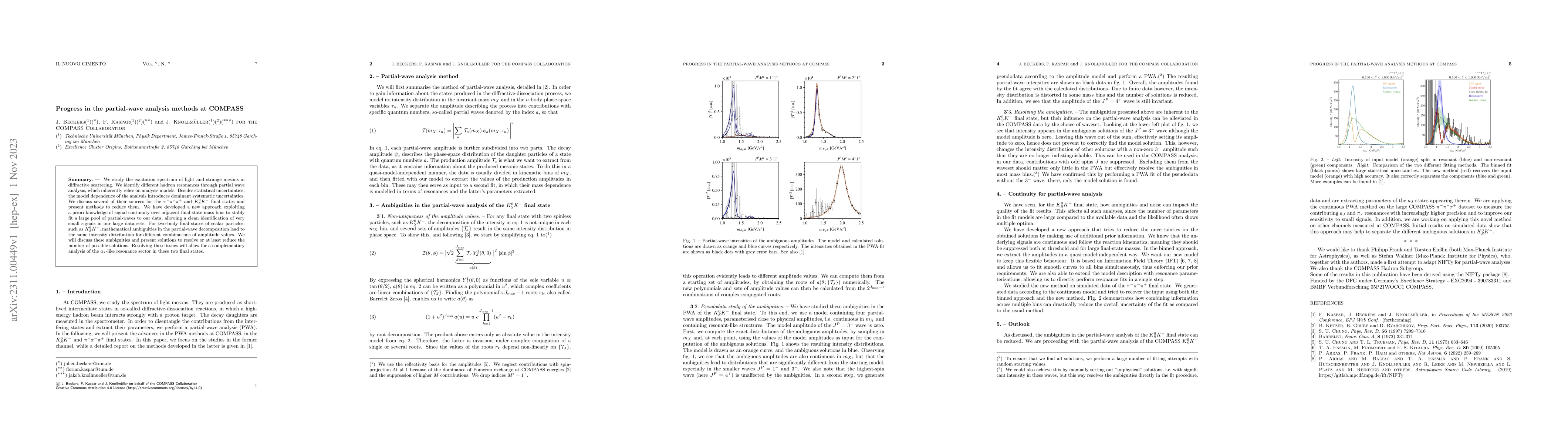 Thumbnail for Progress in the partial-wave analysis methods at COMPASS