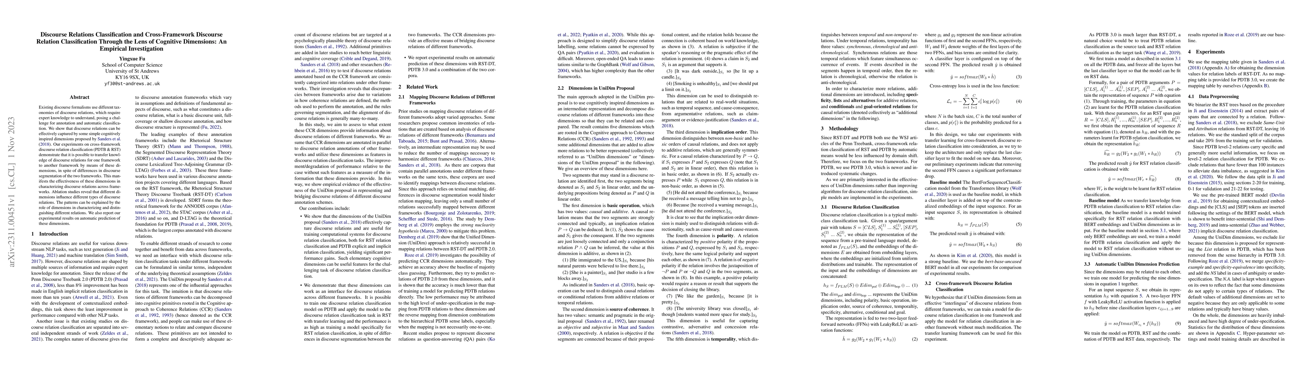 Thumbnail for Discourse Relations Classification and Cross-Framework Discourse
  Relation Classification Through the Lens of Cognitive Dimensions: An
  Empirical Investigation
