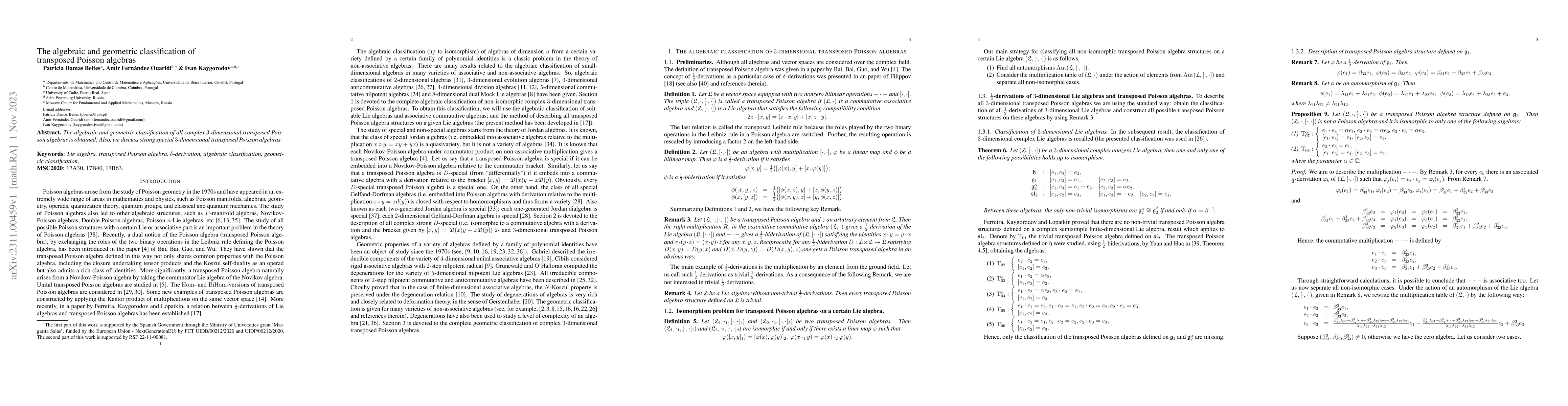 Thumbnail for The algebraic and geometric classification of transposed Poisson
  algebras