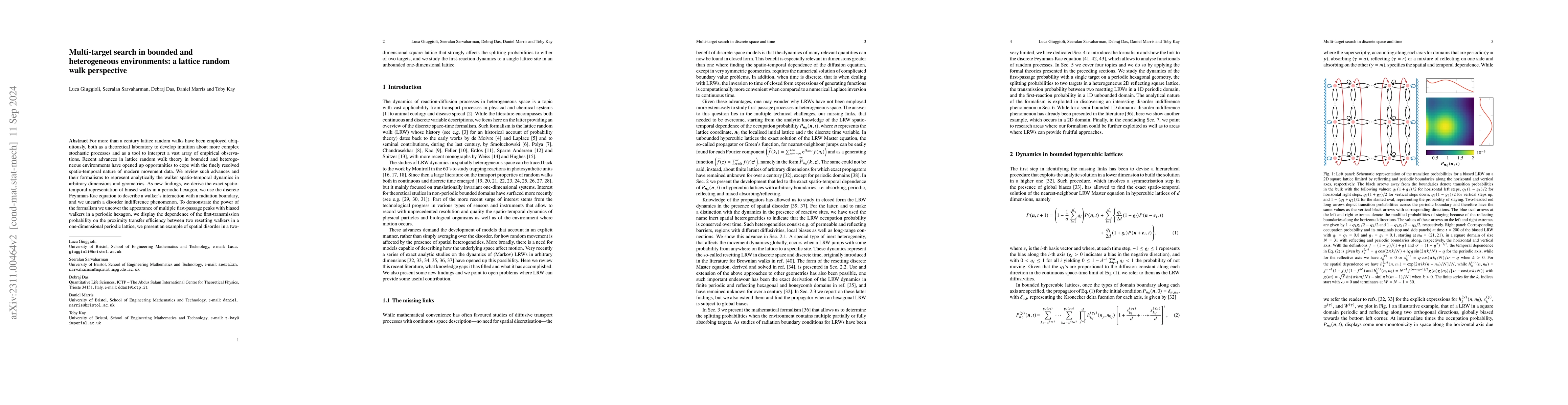 Thumbnail for Multi-target search in bounded and heterogeneous environments: a lattice
  random walk perspective