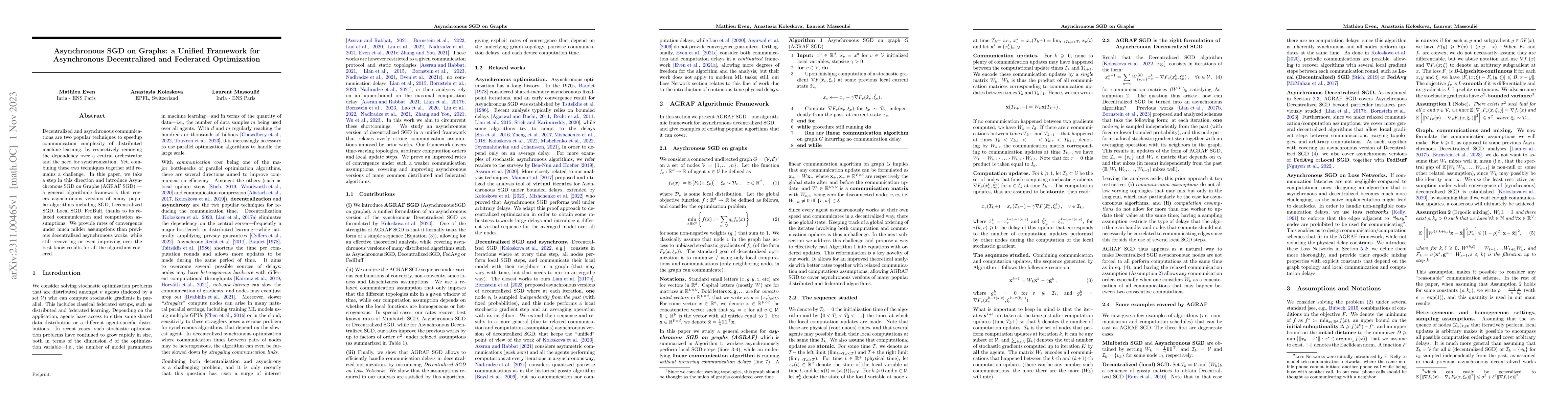 Thumbnail for Asynchronous SGD on Graphs: a Unified Framework for Asynchronous
  Decentralized and Federated Optimization