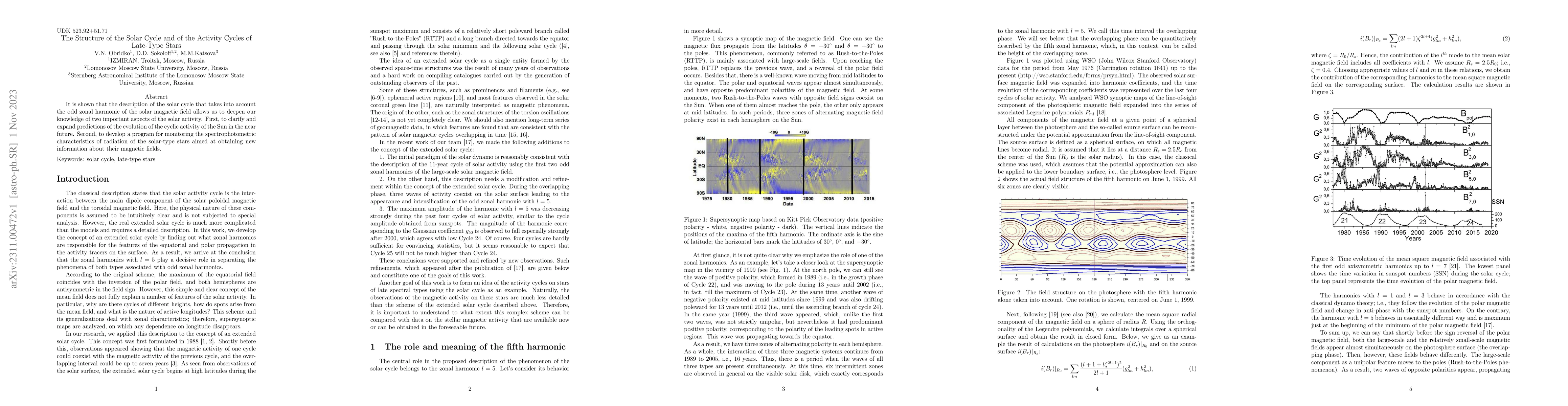 Thumbnail for The Structure of the Solar Cycle and of the Activity Cycles of Late-Type
  Stars