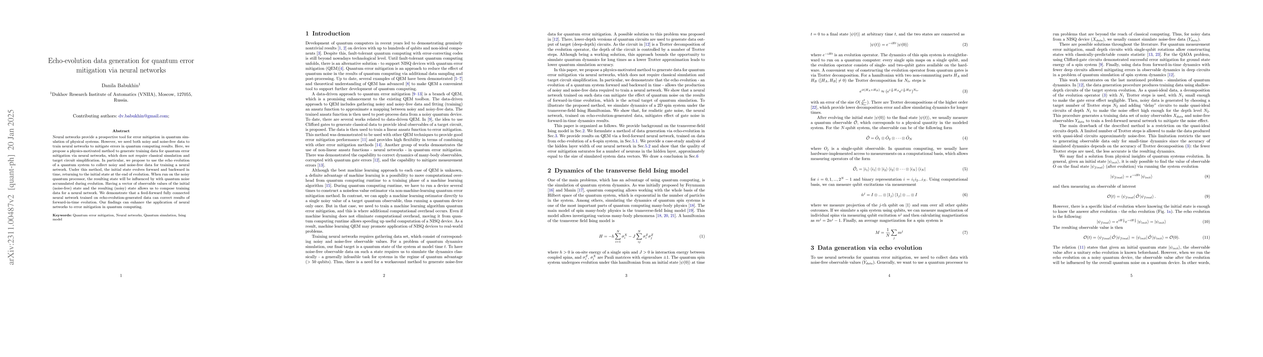 Thumbnail for Echo-evolution data generation for quantum error mitigation via neural
  networks