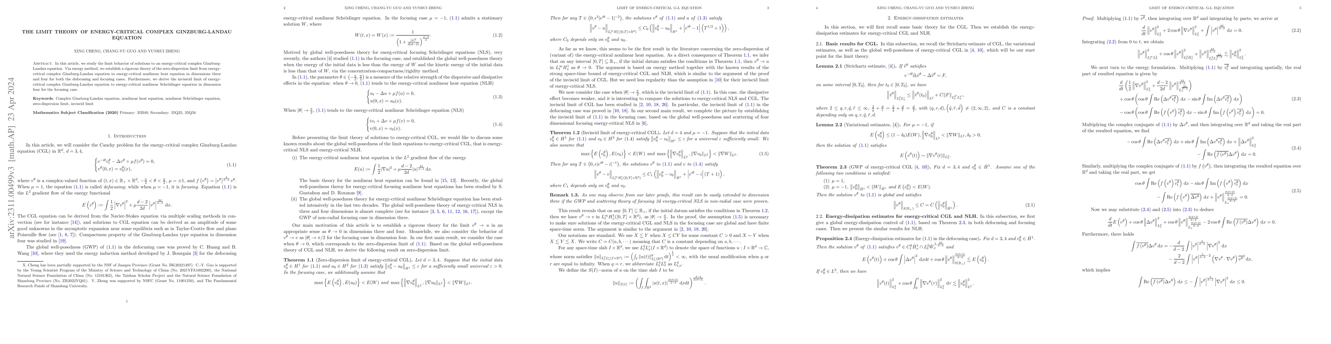 Thumbnail for The limit theory of the energy-critical complex Ginzburg-Landau equation